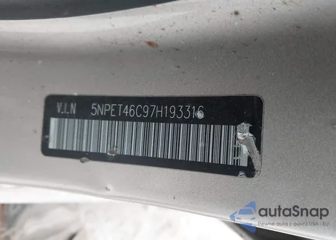 2007 Hyundai Sonata Gls from USA, damaged, VIN 5NPET46C97H193316